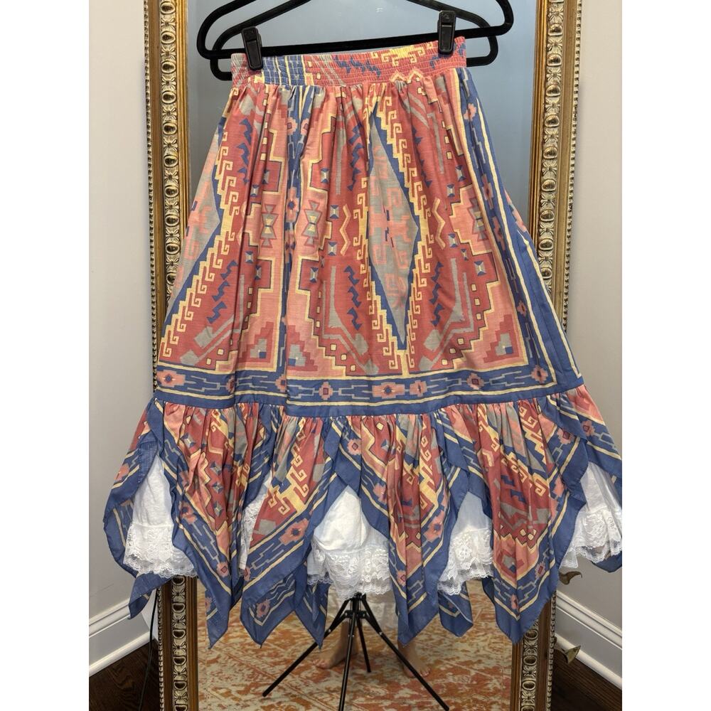 Vintage 90’s Southwestern, Prairi, Lace Tiered Skirt, M